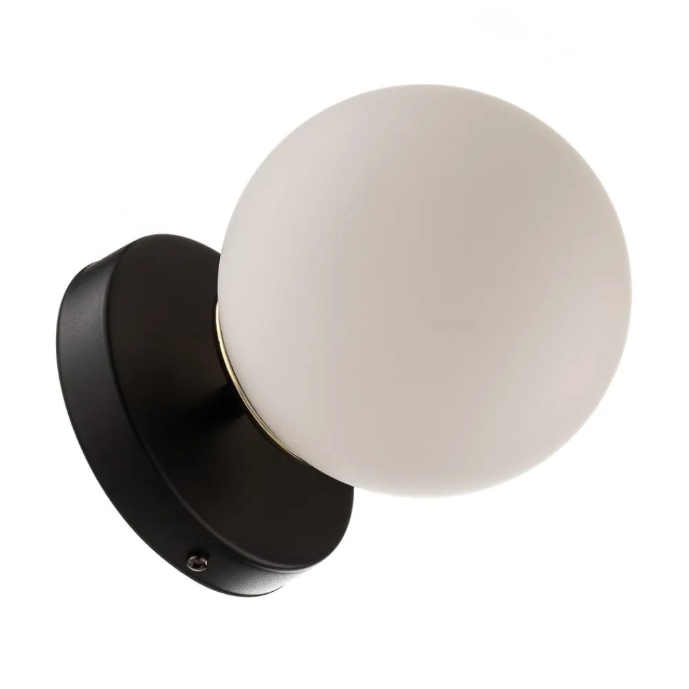 EMIBIG LIGHTING Væglamper > Væglampe Kiba, sort/guld, lampeskærm af glaskugle