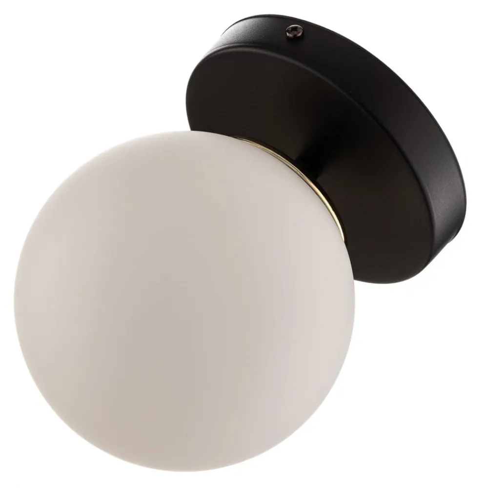 EMIBIG LIGHTING Væglamper > Væglampe Kiba, sort/guld, lampeskærm af glaskugle