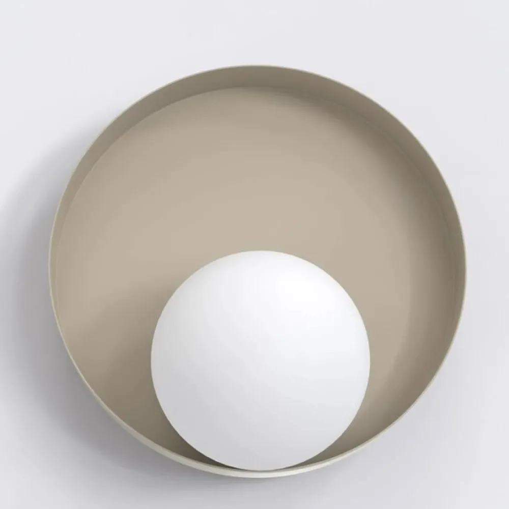 Væglamper|Væglamper ^ EMIBIG LIGHTING Væglampe Kido K1, beige, stål/glas, Ø 20 cm