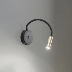 Væglamper ^ TK Lighting Væglampe Lagos USB, sort/guld, 27 cm, læselampe, G9