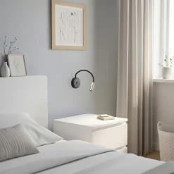 Væglamper ^ TK Lighting Væglampe Lagos USB, sort/guld, 27 cm, læselampe, G9