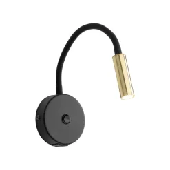 Væglamper ^ TK Lighting Væglampe Lagos USB, sort/guld, 27 cm, læselampe, G9