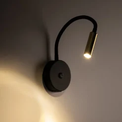 Væglamper ^ TK Lighting Væglampe Lagos USB, sort/guld, 27 cm, læselampe, G9
