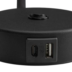 Væglamper ^ TK Lighting Væglampe Lagos USB, sort/guld, 27 cm, læselampe, G9