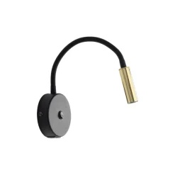 Væglamper ^ TK Lighting Væglampe Lagos USB, sort/guld, 27 cm, læselampe, G9