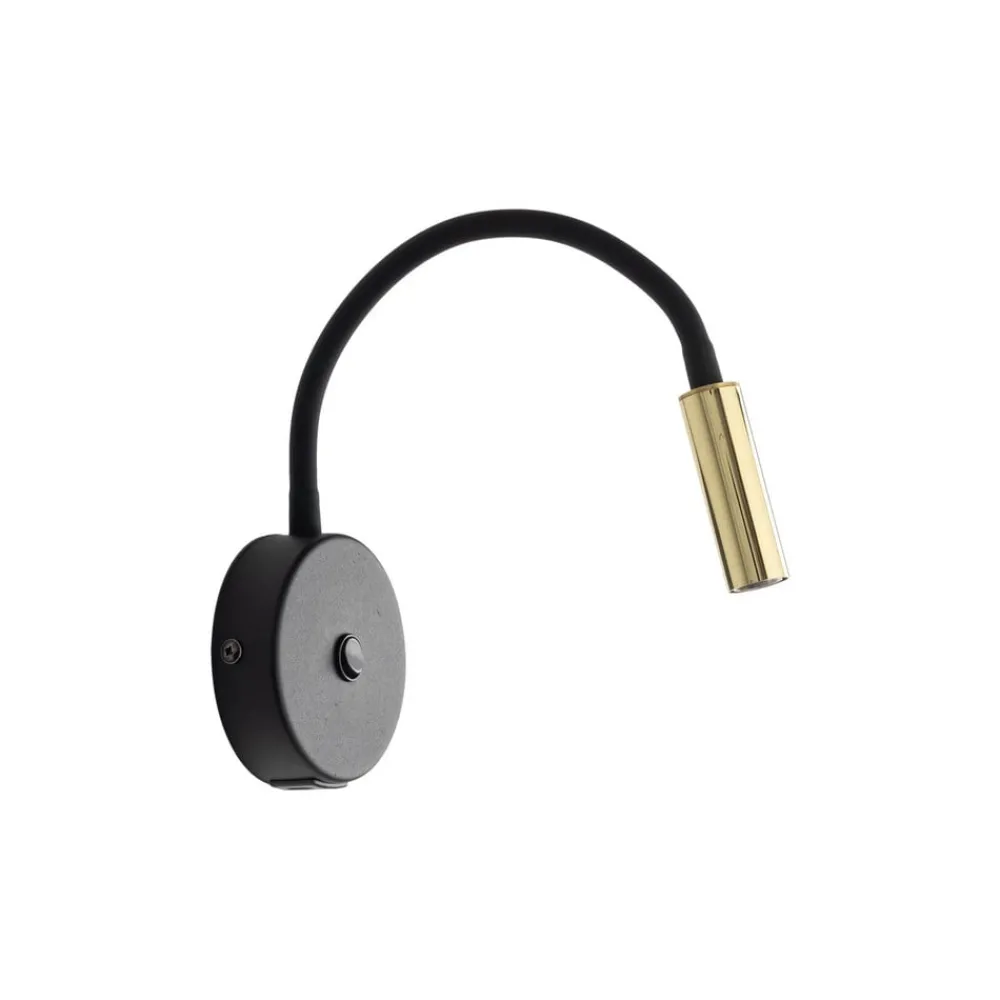 Væglamper ^ TK Lighting Væglampe Lagos USB, sort/guld, 27 cm, læselampe, G9