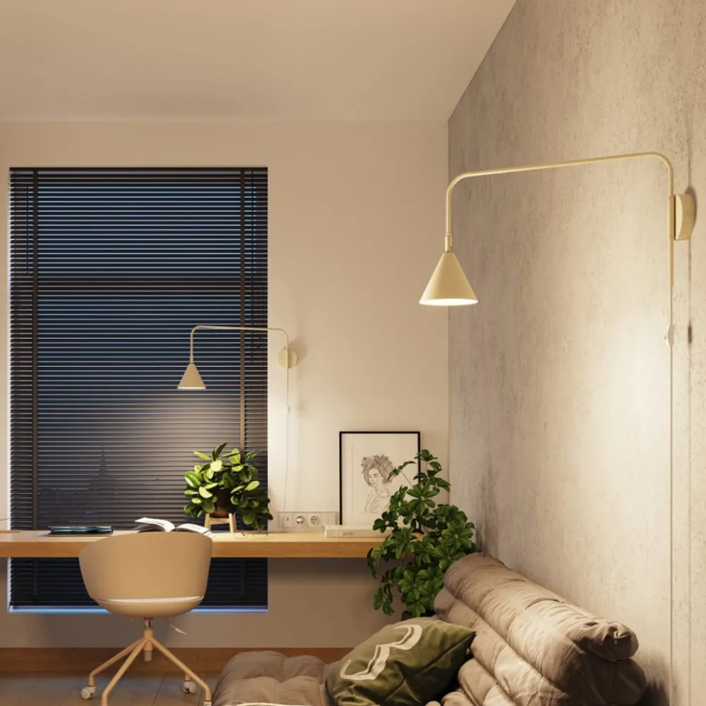 SOLLUX LIGHTING Væglamper|Væglamper > Væglampe LYS, beige, Ø 14 cm, metal, stik, E14