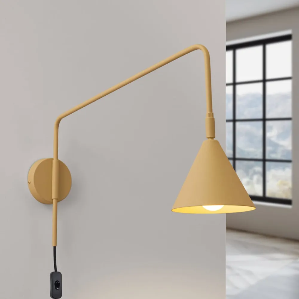 Væglamper|Væglamper ^ SOLLUX LIGHTING Væglampe LYS, guldfarvet, Ø 14 cm, metal, stik, E14