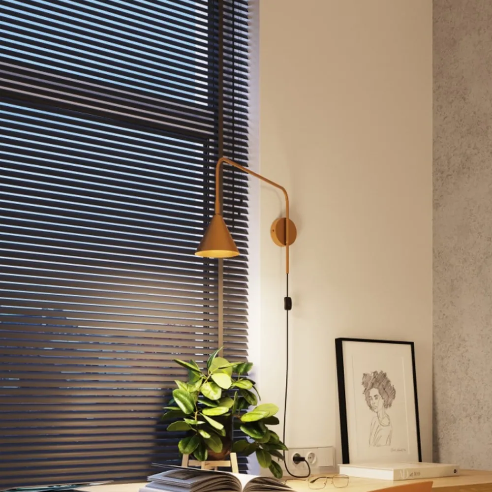 Væglamper|Væglamper ^ SOLLUX LIGHTING Væglampe LYS, guldfarvet, Ø 14 cm, metal, stik, E14