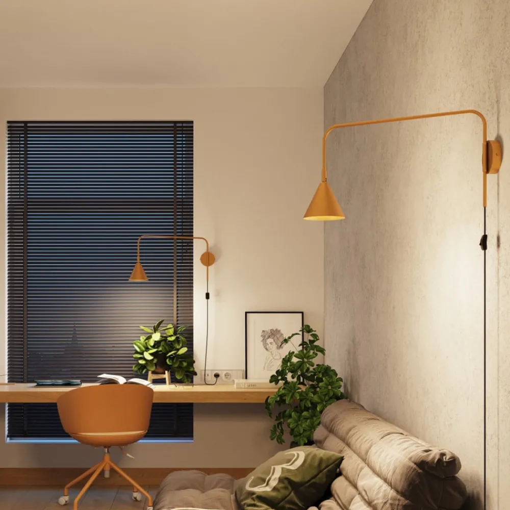 Væglamper|Væglamper ^ SOLLUX LIGHTING Væglampe LYS, guldfarvet, Ø 14 cm, metal, stik, E14