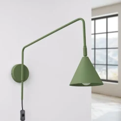 SOLLUX LIGHTING Pendellamper|Væglamper > Væglampe LYS, olivengrøn, Ø 14 cm, metal, stik, E14