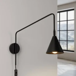 SOLLUX LIGHTING Pendellamper|Væglamper > Væglampe LYS, sort, Ø 14 cm, metal, stik, E14