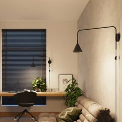 SOLLUX LIGHTING Pendellamper|Væglamper > Væglampe LYS, sort, Ø 14 cm, metal, stik, E14