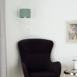 Duolla Væglamper > Væglampe med rulle, stof, hvid/sage, læselampe