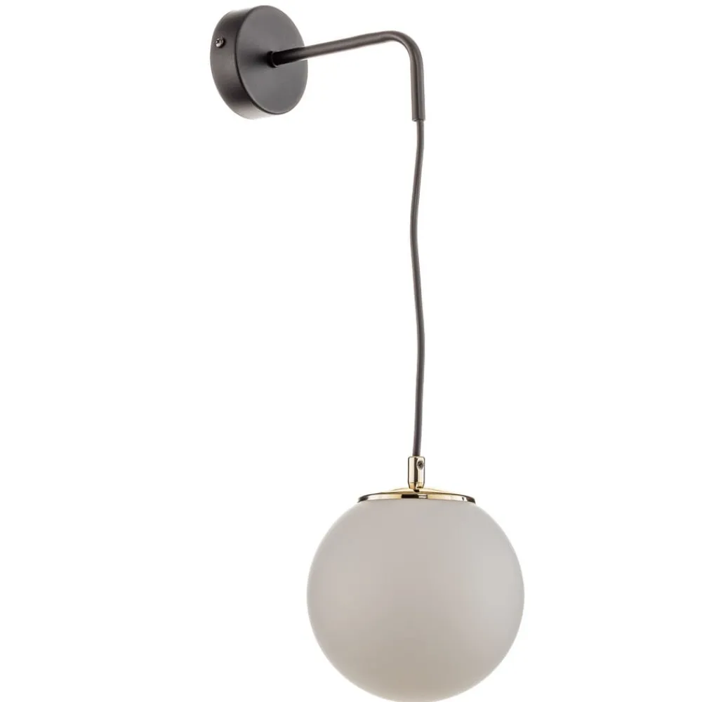 Væglamper ^ EMIBIG LIGHTING Væglampe Ognis K1 med kugleformet skærm, sort/guld