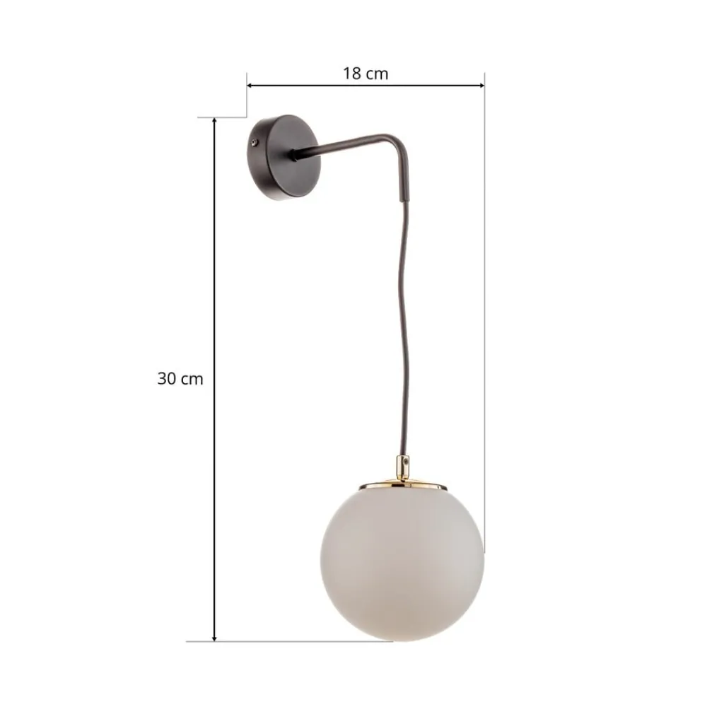 Væglamper ^ EMIBIG LIGHTING Væglampe Ognis K1 med kugleformet skærm, sort/guld