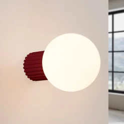 Gang|Pendellamper ^ SOLLUX LIGHTING Væglampe ORBI, mørkerød, glas/metal, Ø 12 cm, IP44, G9