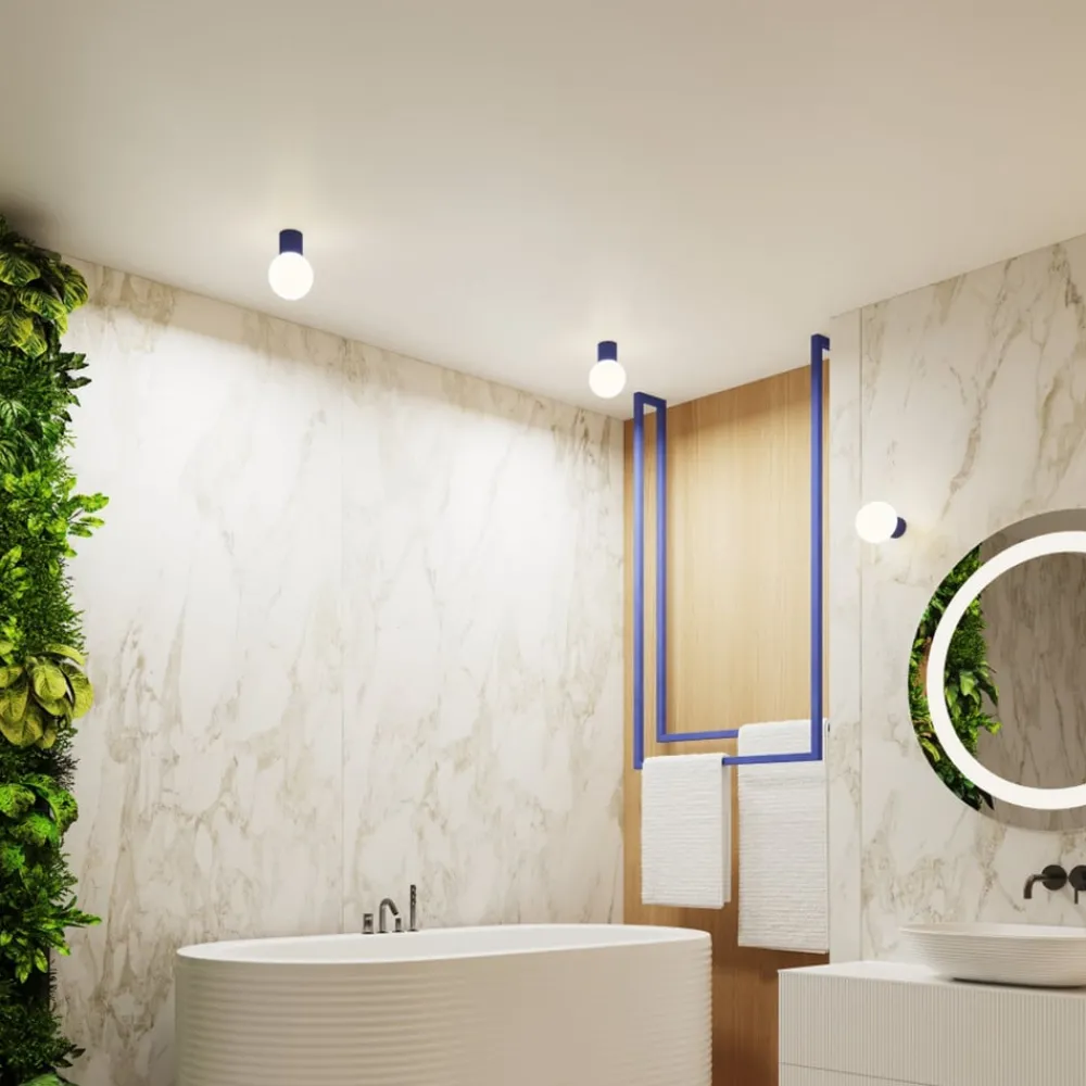 SOLLUX LIGHTING Gang|Pendellamper > Væglampe ORBI, ultramarin, glas/metal, Ø 12 cm, IP44, G9