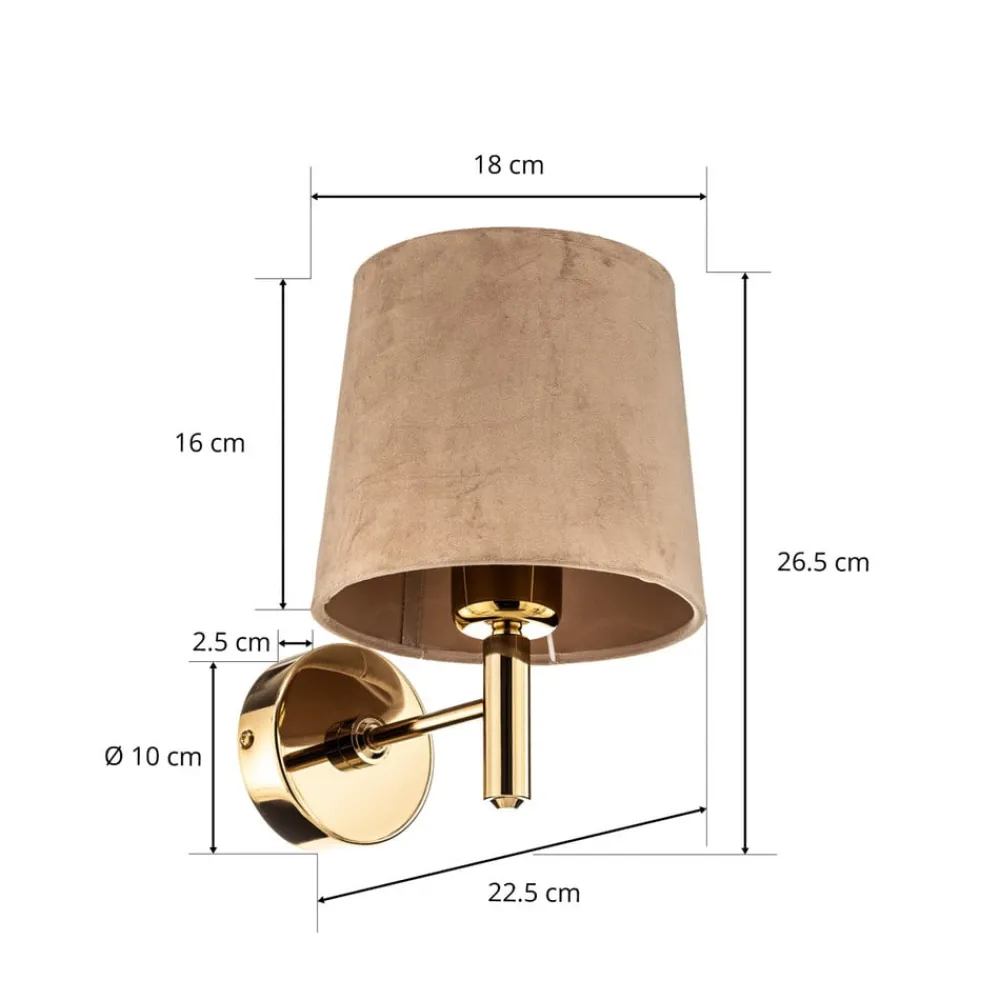 Argon Væglamper|Væglamper > Væglampe Polo, beige/mørk messing