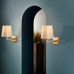 Opviq Væglamper|Væglamper > Væglampe Profil, guld/creme, metal/stof, højde 30 cm