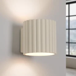 Væglamper|Væglamper ^ SOLLUX LIGHTING Væglampe RIBLA, beige, Ø 10 cm, metal, G9