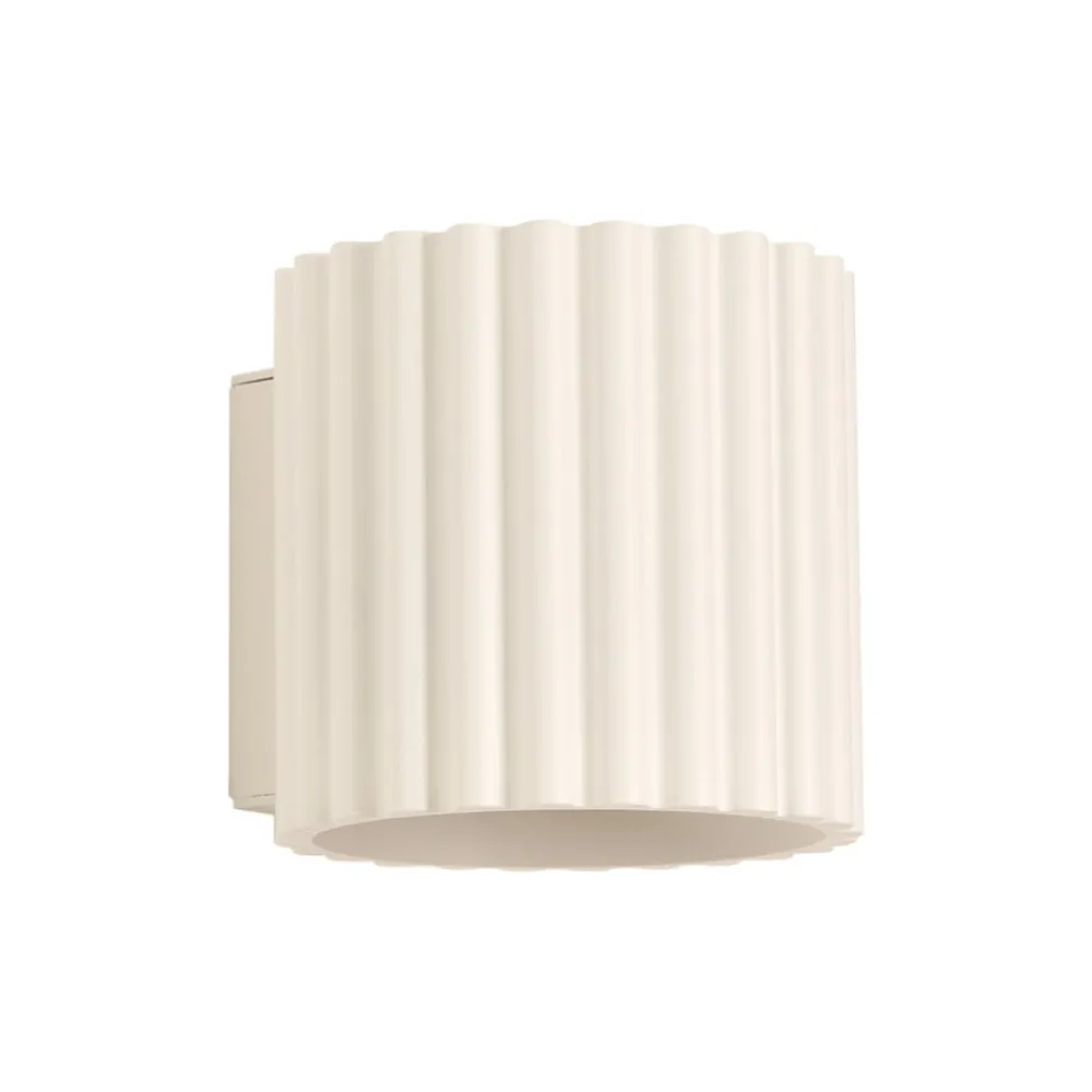Væglamper|Væglamper ^ SOLLUX LIGHTING Væglampe RIBLA, beige, Ø 10 cm, metal, G9