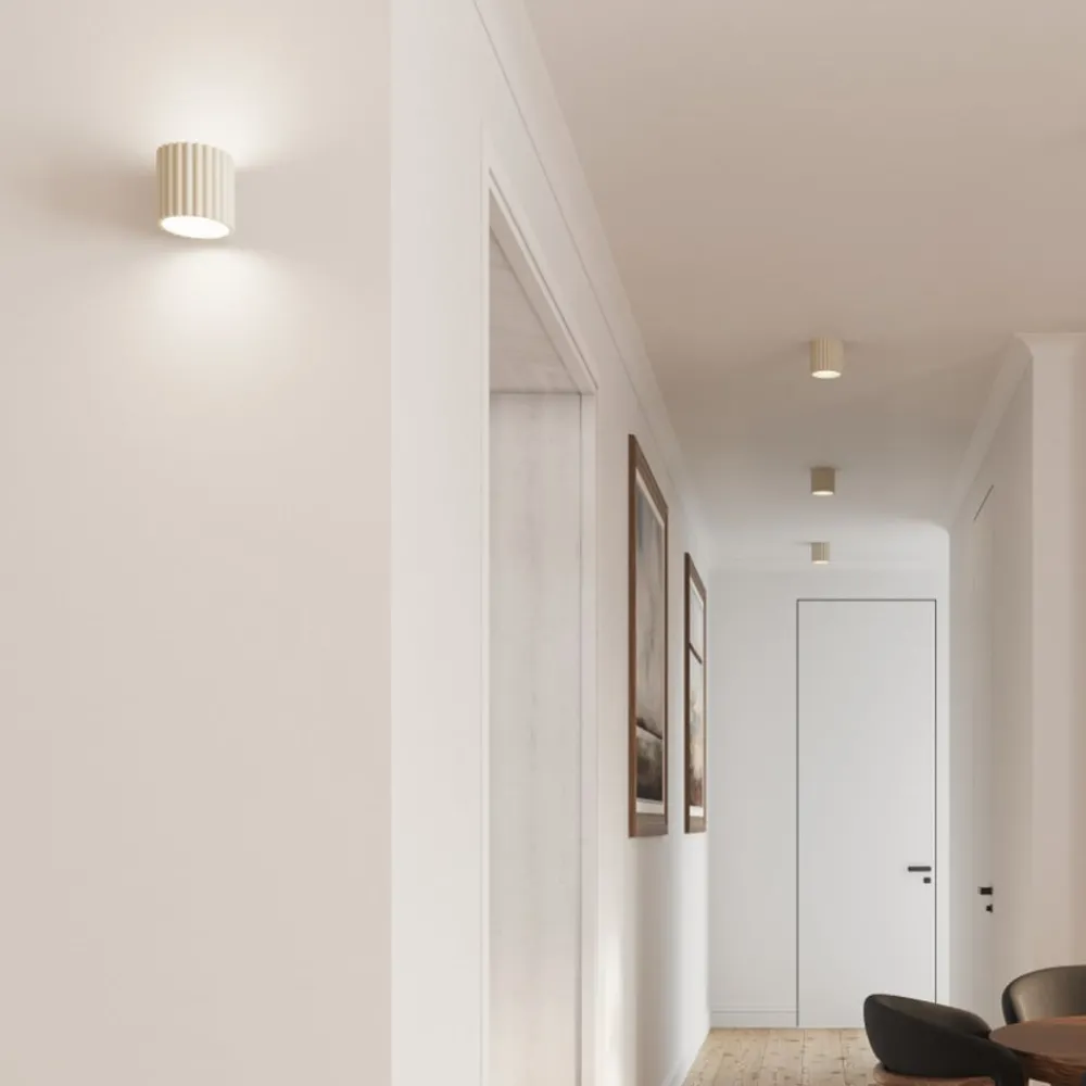 Væglamper|Væglamper ^ SOLLUX LIGHTING Væglampe RIBLA, beige, Ø 10 cm, metal, G9