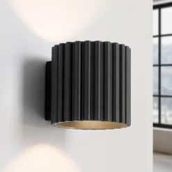 SOLLUX LIGHTING Væglamper|Væglamper > Væglampe RIBLA, sort, Ø 10 cm, metal, G9
