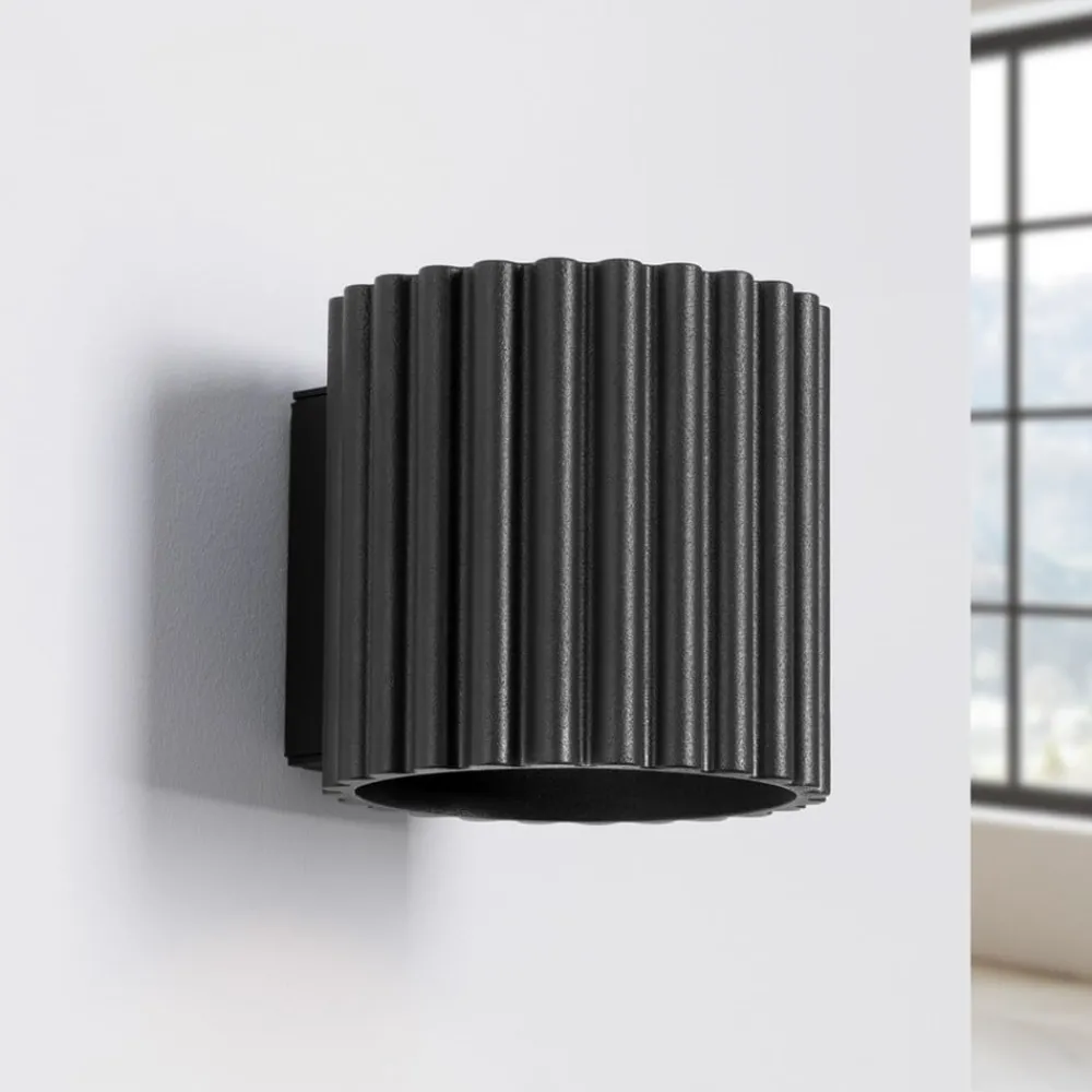 SOLLUX LIGHTING Væglamper|Væglamper > Væglampe RIBLA, sort, Ø 10 cm, metal, G9