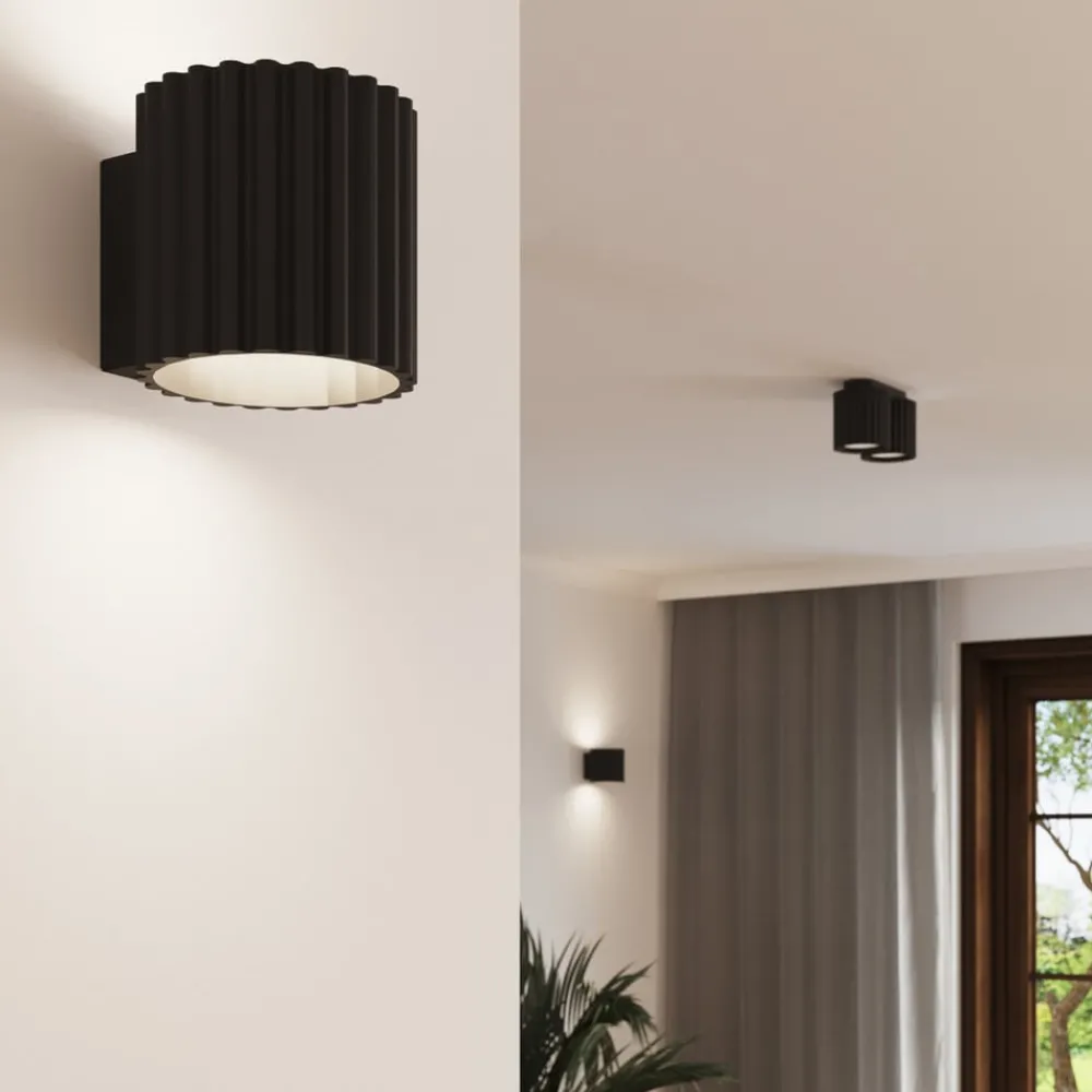 SOLLUX LIGHTING Væglamper|Væglamper > Væglampe RIBLA, sort, Ø 10 cm, metal, G9