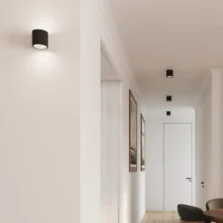 SOLLUX LIGHTING Væglamper|Væglamper > Væglampe RIBLA, sort, Ø 10 cm, metal, G9