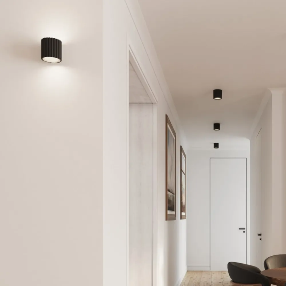 SOLLUX LIGHTING Væglamper|Væglamper > Væglampe RIBLA, sort, Ø 10 cm, metal, G9