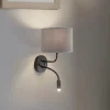 Væglamper|Væglamper ^ Duolla Væglampe Roller, fløjl grå, sort, med læselampe