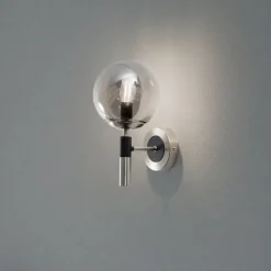 Væglamper ^ Lamkur Væglampe Rollo, Ø 15 cm, røggrå, glas/metal