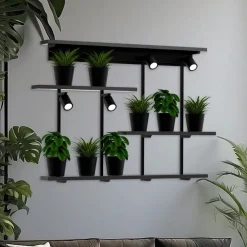 Væglamper|Væglamper ^ Luminex Væglampe Shelf, sort, bredde 102 cm, træ, 4 lyskilder.