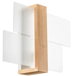 Væglamper ^ SOLLUX LIGHTING Væglampe Shifted 1, glas og lyst træ
