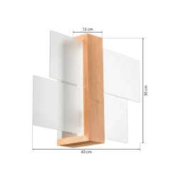 Væglamper ^ SOLLUX LIGHTING Væglampe Shifted 1, glas og lyst træ