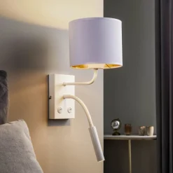 Luminex Væglamper|Væglamper > Væglampe Soho, cylindrisk, læselampe hvid/guld