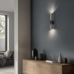SIGMA Væglamper > Væglampe Sopel Lux, 2 lyskilder, sort/guld, højde 38 cm