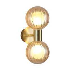 Væg- Og Spejllamper|Væglamper ^ Searchlight Væglampe til badeværelset Lumisphere, creme/messing, højde 28 cm, 2 lyskilder