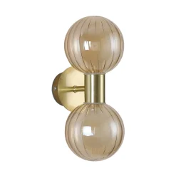 Væg- Og Spejllamper|Væglamper ^ Searchlight Væglampe til badeværelset Lumisphere, creme/messing, højde 28 cm, 2 lyskilder