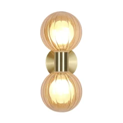 Væg- Og Spejllamper|Væglamper ^ Searchlight Væglampe til badeværelset Lumisphere, creme/messing, højde 28 cm, 2 lyskilder