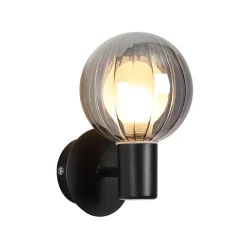 Væg- Og Spejllamper ^ Searchlight Væglampe til badeværelset Lumisphere, sort/røggrå, højde 12 cm Glas