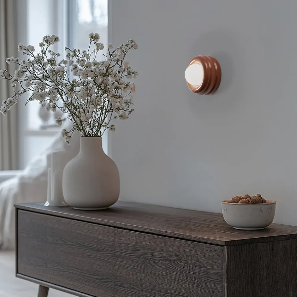 Argon Væglamper > Væglampe Tina, terrakotta/opal, glas, Ø 19 cm
