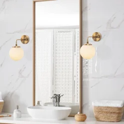 Gang|Væglamper ^ Opviq Væglampe Viran, antik guld, glas, højde 25 cm, E14