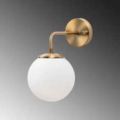 Gang|Væglamper ^ Opviq Væglampe Viran, antik guld, glas, højde 25 cm, E14