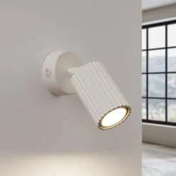 SOLLUX LIGHTING Væglamper|Spotlights > Vægspot carbon, beige, udspring 16 cm, kontakt, aluminium
