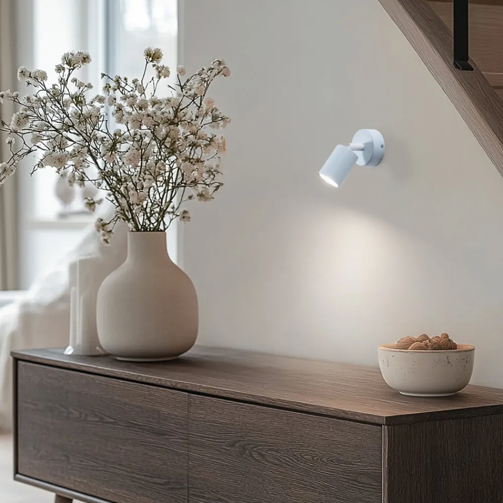 TK Lighting Spotlights > Vægspot Livia, blå, 13 cm, metal, justerbar, GU10