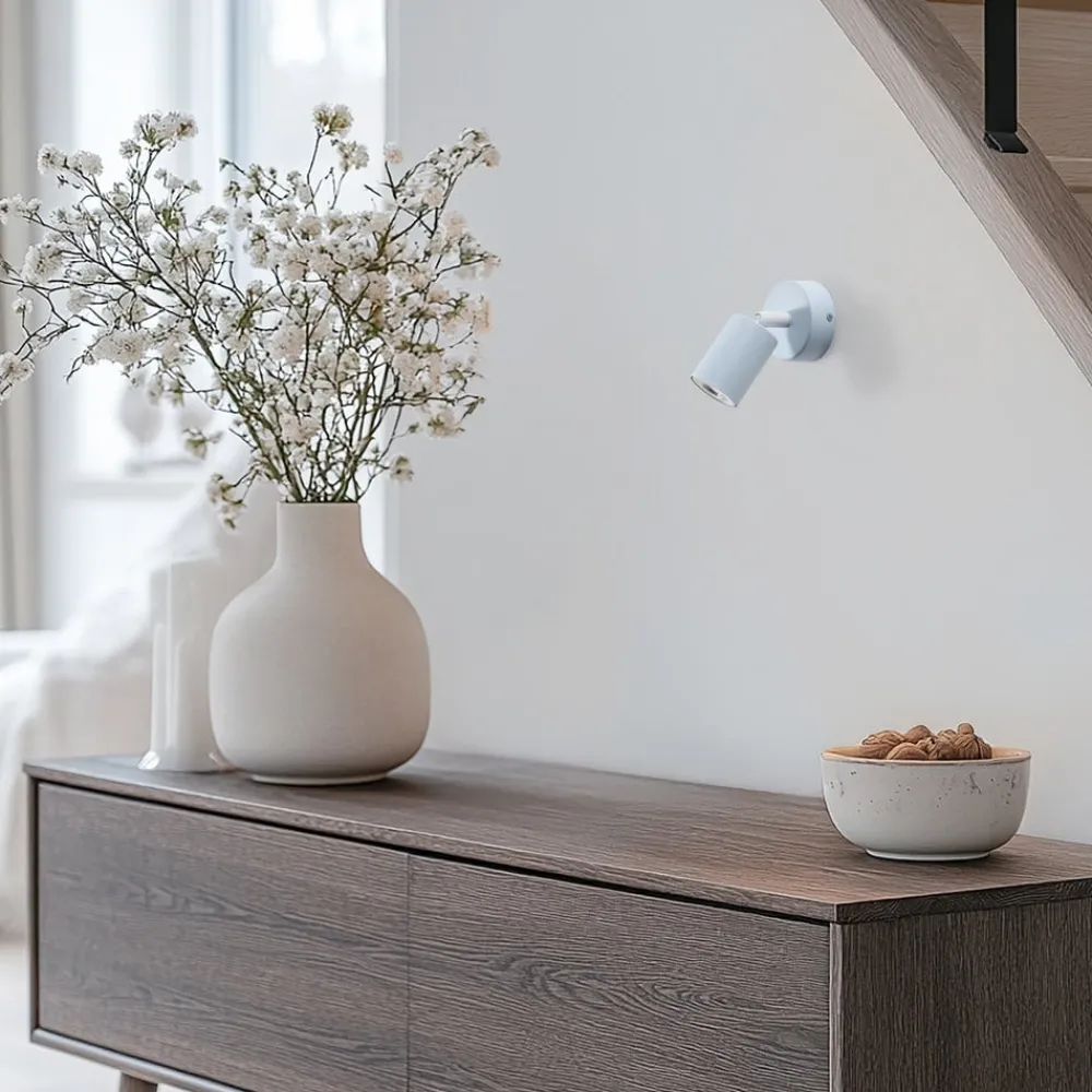 TK Lighting Spotlights > Vægspot Livia, blå, 13 cm, metal, justerbar, GU10