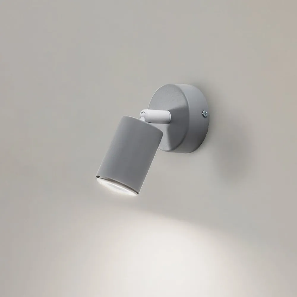 Spotlights ^ TK Lighting Vægspot Livia, grå, 13 cm, metal, justerbar, GU10